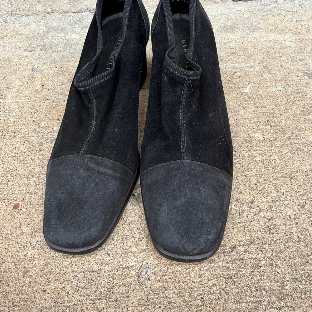 Bandolino Square Toe Block Heel Pumps Modern Womens 7M Black Suede - Picture 2 of 7